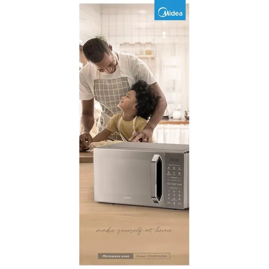 ميكروويف بغطاء فضي ولوحة فضية من ميديا، EM9P032M X-S