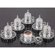 طقم قهوه إقتصادي فضي ،طقم فنجان قهوه تركي (مكون من 6 قطع بورسلين و6 قطع حوامل فاخره)،صنع في إسطنبول،تركيا