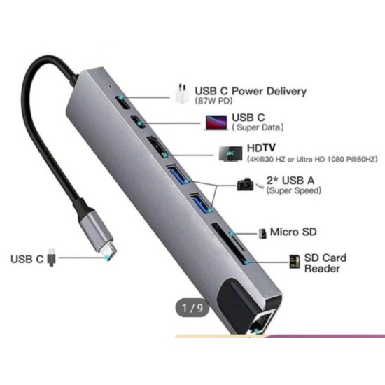 USB C 8 IN 1 HUB 