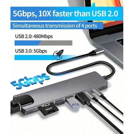 USB C 8 IN 1 HUB 