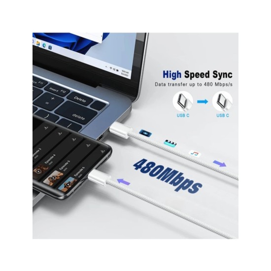  كابل شحن سريع مزدوج USB-C