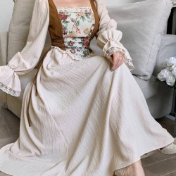 العيد فستان نسائي بأكمام فانوس على الطراز الفرنسي الفاخر