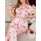  بيجامه نسائيه بياقة كشكشه وطباعه كرز 