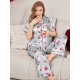  بيجامه نسائيه بياقة كشكشه وطباعه كرز 