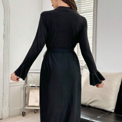 قطعة واحدة روب حمام نسائي طويل بأكمام منتفخه